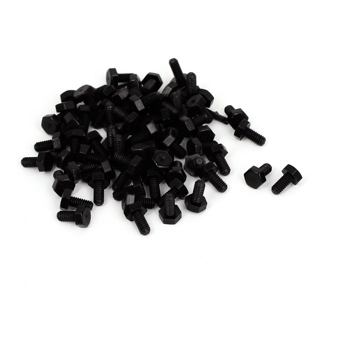 Harfington M4x8mm Full Thread Nylon Metric Hex Hexagon Head Cap Screw Bolt Black 100Pcs