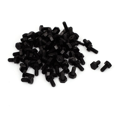 Harfington M4x8mm Full Thread Nylon Metric Hex Hexagon Head Cap Screw Bolt Black 100Pcs