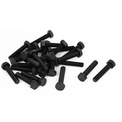 Harfington M10x50mm Full Thread Nylon Metric Hex Hexagon Head Cap Screw Bolt Black 25Pcs