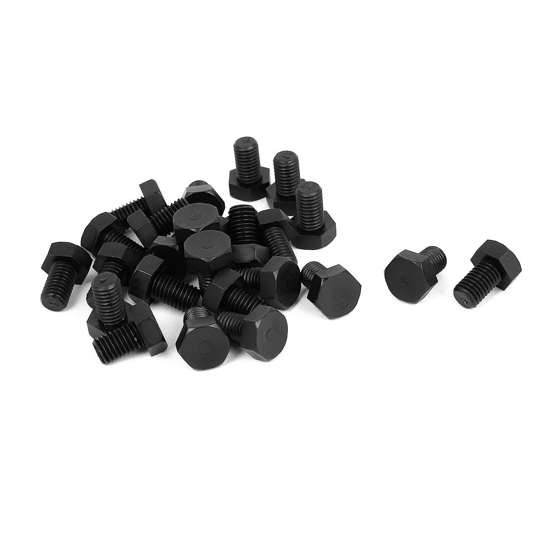 Harfington M10x15mm Full Thread Nylon Metric Hex Hexagon Head Cap Screw Bolt Black 25Pcs