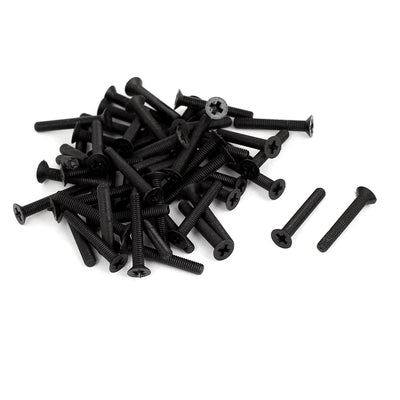 Harfington M3x20mm 0.5mm Pitch Nylon Phillips Countersunk Head Screws Bolt Black 50Pcs