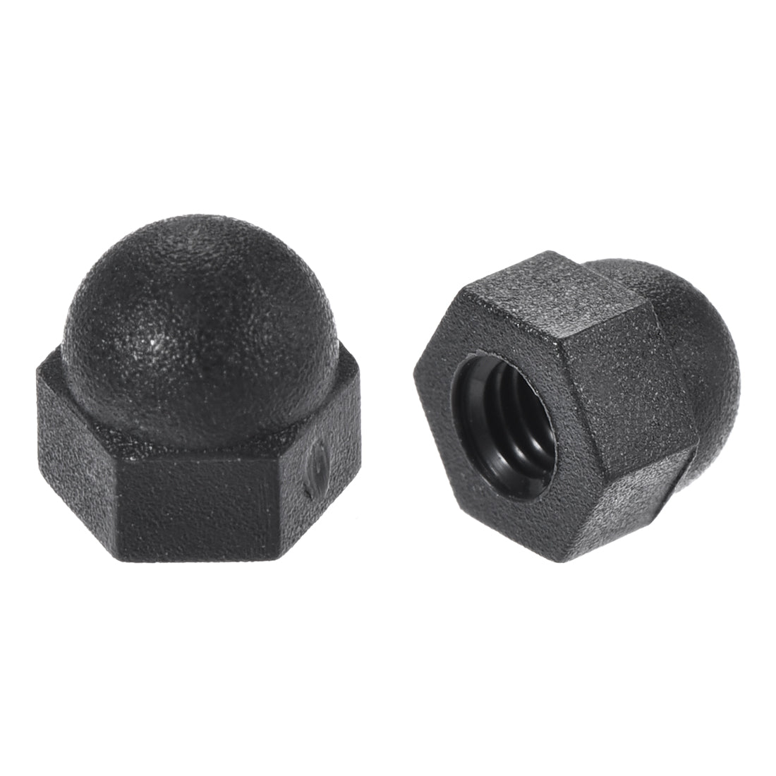 Harfington 10pcs 3mm Plastic Dome Bolt Nut Caps Inner Threaded Protection Covers Hexagon Shaped Black