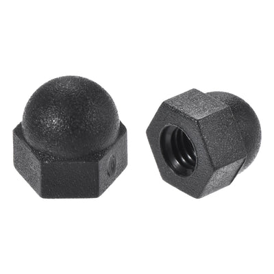 Harfington 10pcs 3mm Plastic Dome Bolt Nut Caps Inner Threaded Protection Covers Hexagon Shaped Black