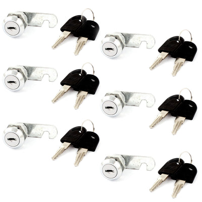 Harfington 6pcs 18mm Thread Panel Cutout Cabinet Mailbox Drawer Cupboard Cylinder Cam Lock Locker w 2 Keys