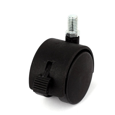 Harfington 10mm Threaded Stem 2" Dia Double Wheel 360 Degree Rotation Swivel Lock Brake Caster Black