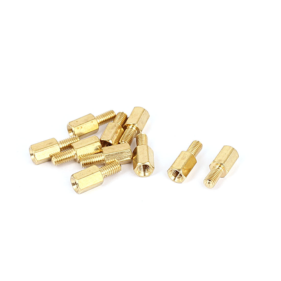 Harfington M3x7mm+6mm Male to Female Thread 0.5mm Pitch Brass Hex Standoff Spacer 10Pcs