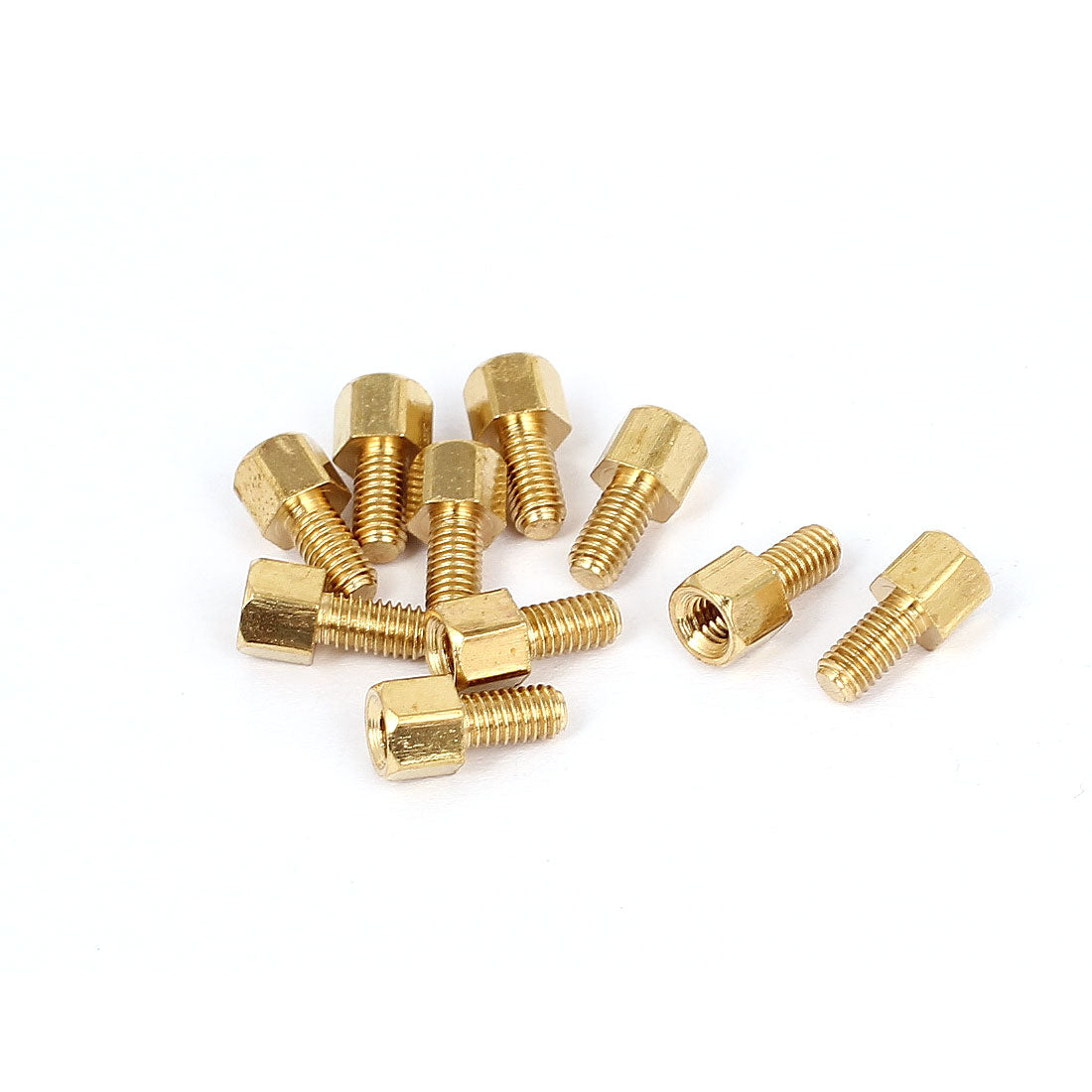Harfington M3x4mm+6mm Male to Female Thread 0.5mm Pitch Brass Hex Standoff Spacer 10Pcs