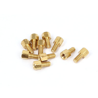Harfington M3x4mm+6mm Male to Female Thread 0.5mm Pitch Brass Hex Standoff Spacer 10Pcs