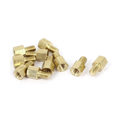 Harfington M4x6mm+6mm Male to Female Thread 0.7mm Pitch Brass Hex Standoff Spacer 10Pcs