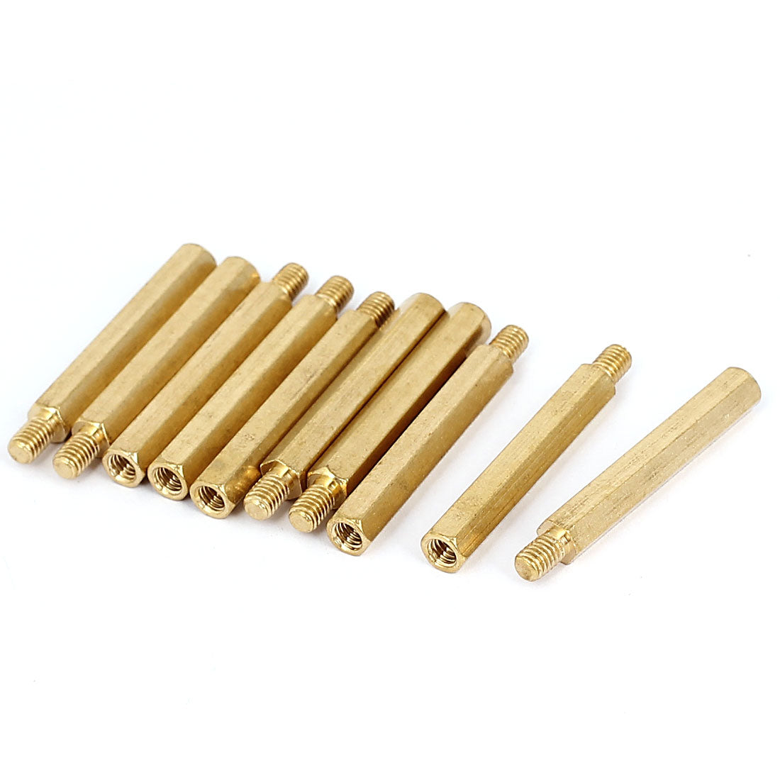 Harfington M4x35mm+6mm Male to Female Thread 0.7mm Pitch Brass Hex Standoff Spacer 10Pcs
