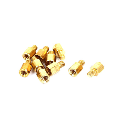 Harfington M3x5mm+4mm Male to Female Thread 0.5mm Pitch Brass Hex Standoff Spacer 10Pcs