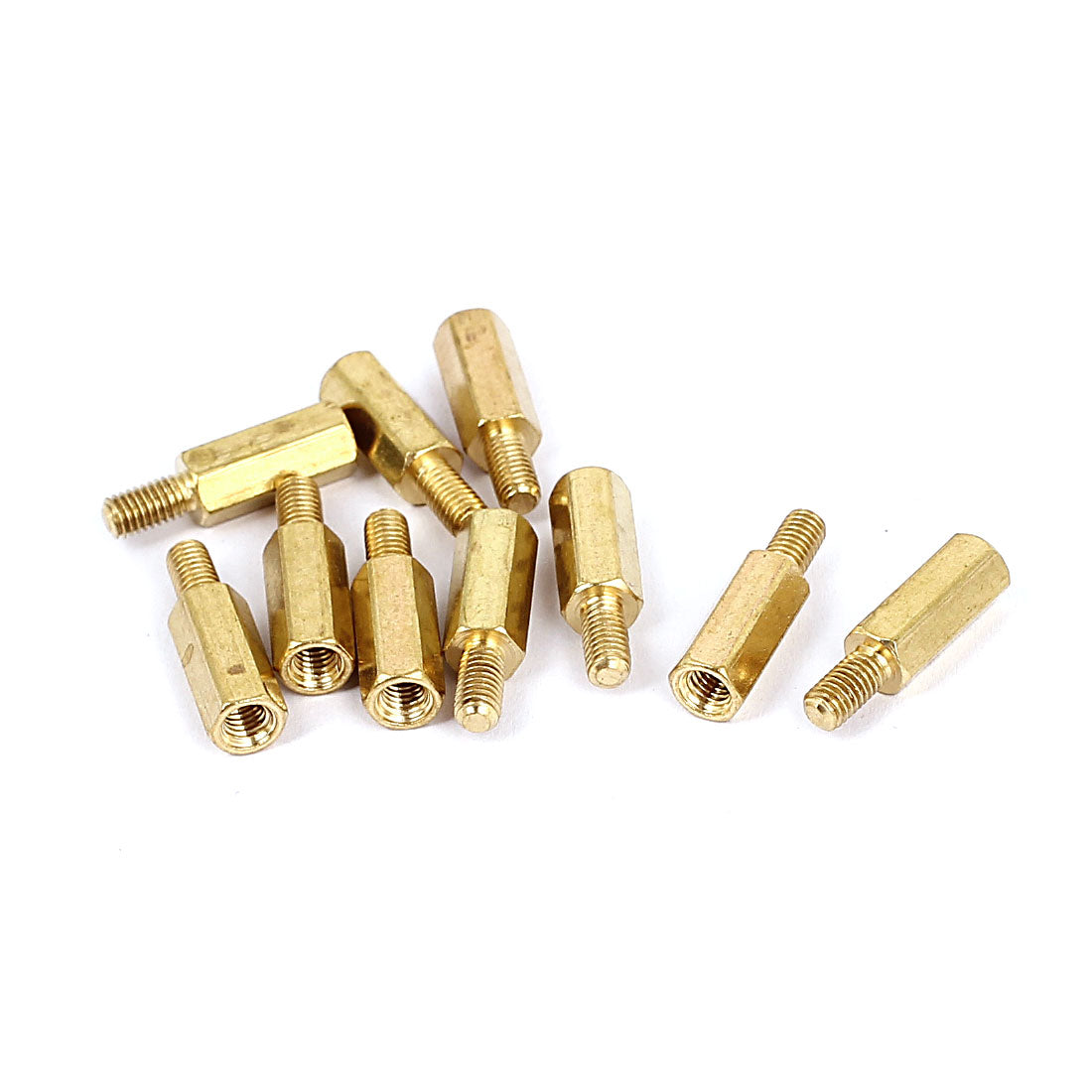 Harfington M3x11mm+6mm Male to Female Thread 0.5mm Pitch Brass Hex Standoff Spacer 10Pcs