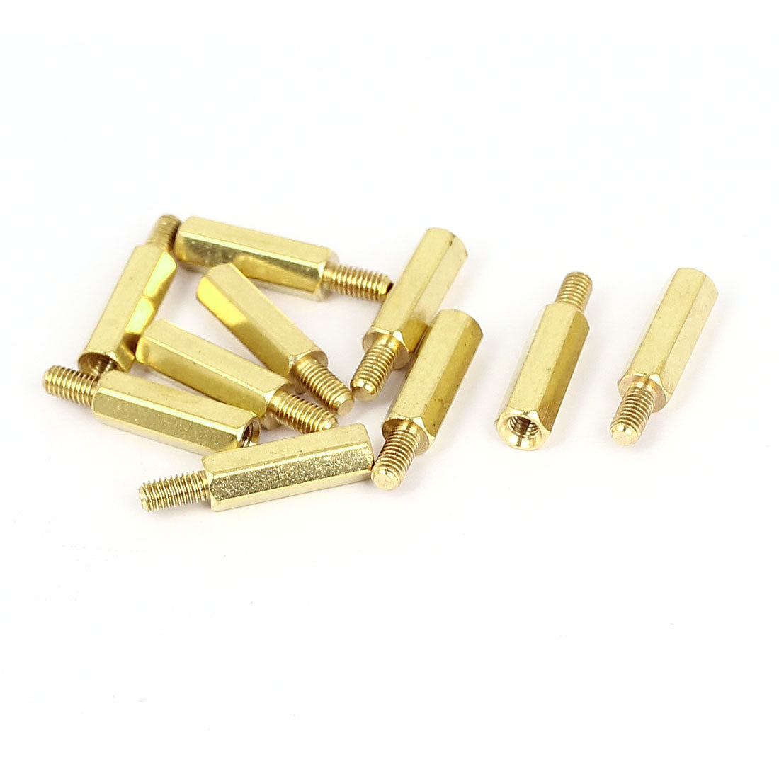 Harfington M3x15mm+6mm Male to Female Thread 0.5mm Pitch Brass Hex Standoff Spacer 10Pcs