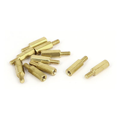 Harfington M4x12mm+6mm Male to Female Thread 0.5mm Pitch Brass Hex Standoff Spacer 10Pcs