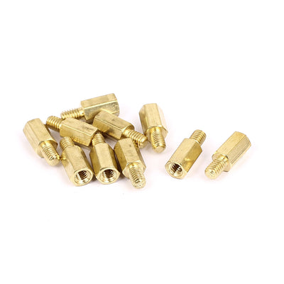 Harfington M4x10mm+6mm Male to Female Thread 0.7mm Pitch Brass Hex Standoff Spacer 10Pcs