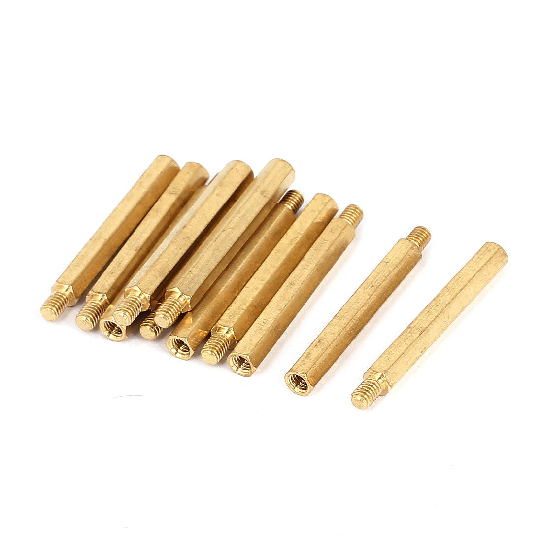 Harfington M4x40mm+6mm Male to Female Thread 0.7mm Pitch Brass Hex Standoff Spacer 10Pcs