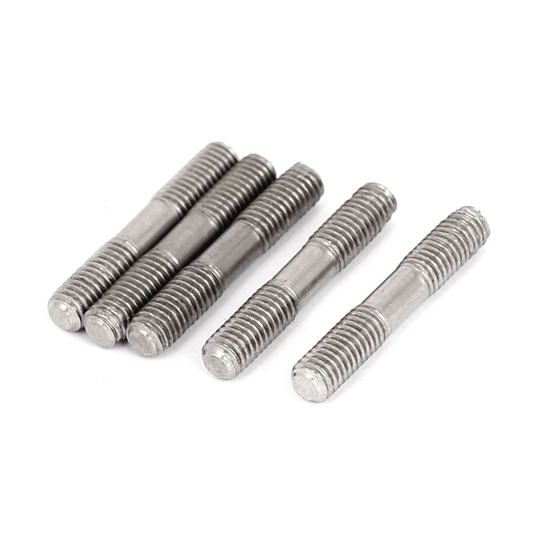 Harfington M5x30mm 304 Stainless Steel Double End Threaded Stud Screw Bolt Silver Tone 5Pcs