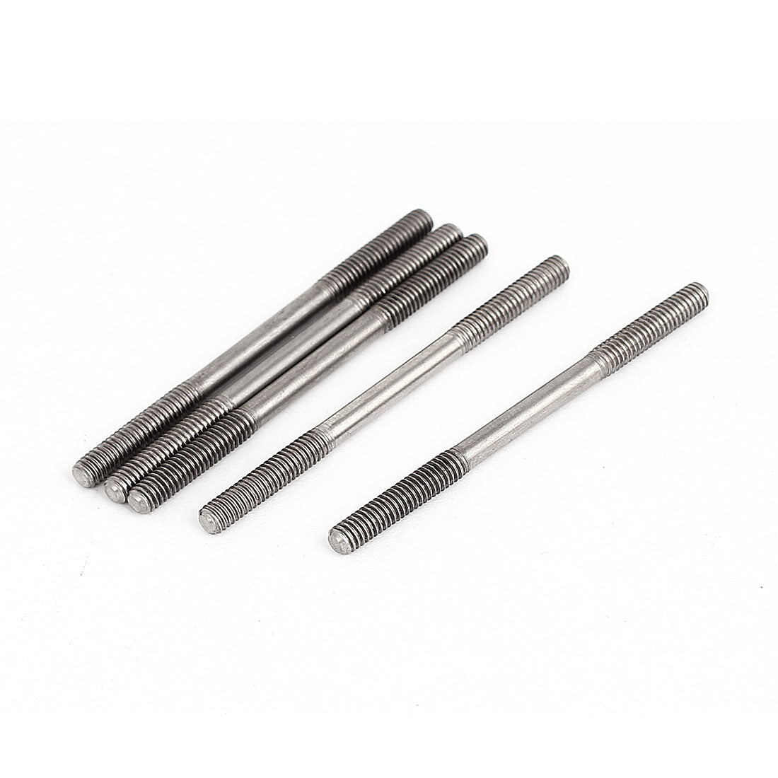 Harfington M4x60mm 304 Stainless Steel Double End Threaded Stud Screw Bolt Silver Tone 5Pcs