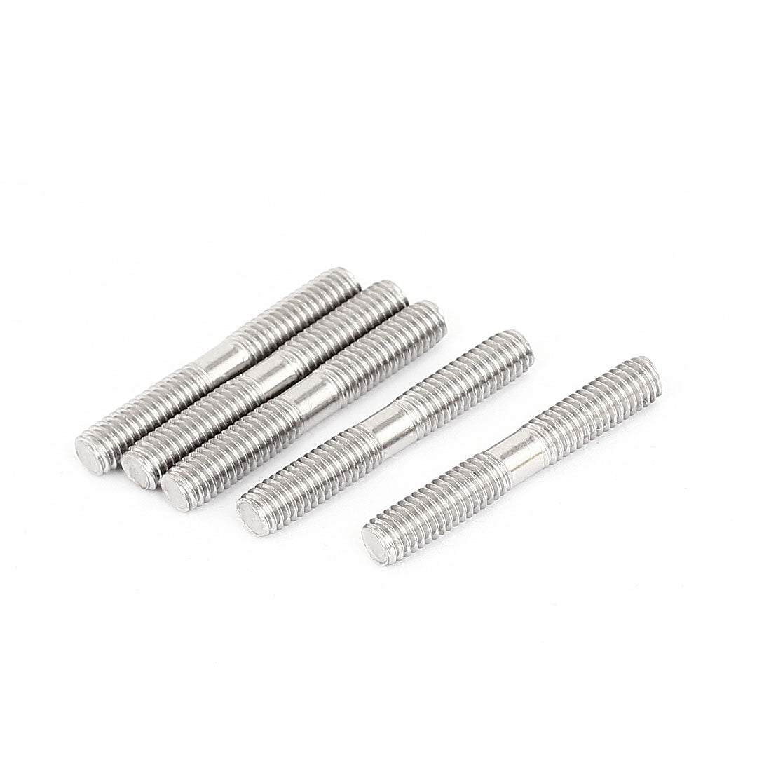 Harfington M6x40mm 304 Stainless Steel Double End Threaded Stud Screw Bolt Silver Tone 5Pcs