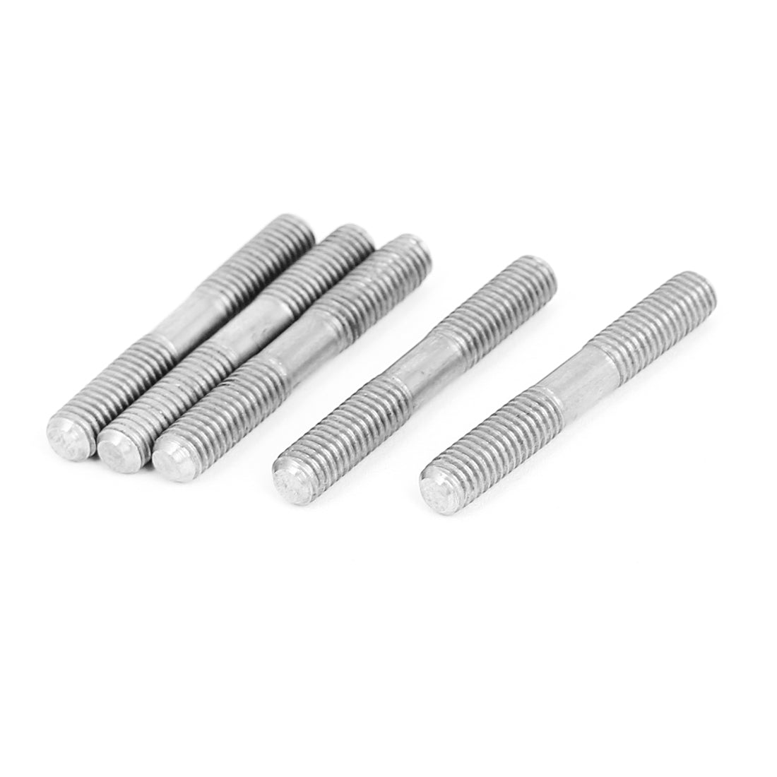 Harfington M5x35mm Stainless Steel Double End Threaded Stud Screw Bolt Silver Tone 5Pcs