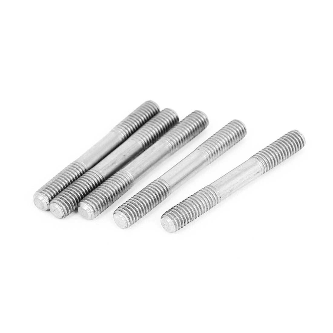 Harfington M5x40mm 304 Stainless Steel Double End Threaded Stud Screw Bolt Silver Tone 5Pcs