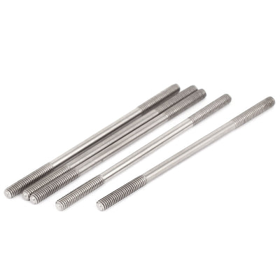 Harfington M4x80mm 304 Stainless Steel Double End Threaded Stud Screw Bolt Silver Tone 5Pcs