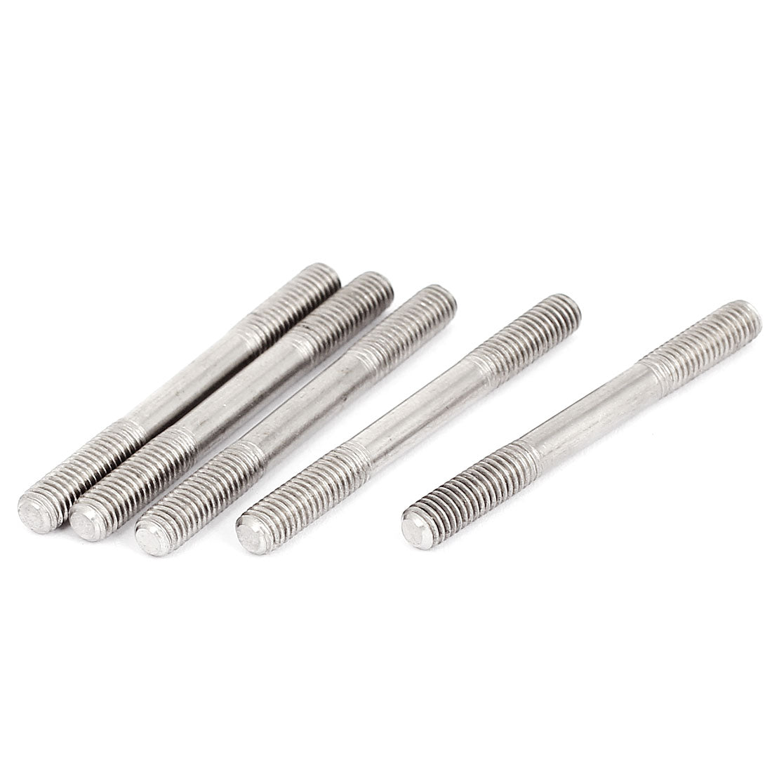 Harfington M5x50mm 304 Stainless Steel Double End Threaded Stud Screw Bolt Silver Tone 5Pcs