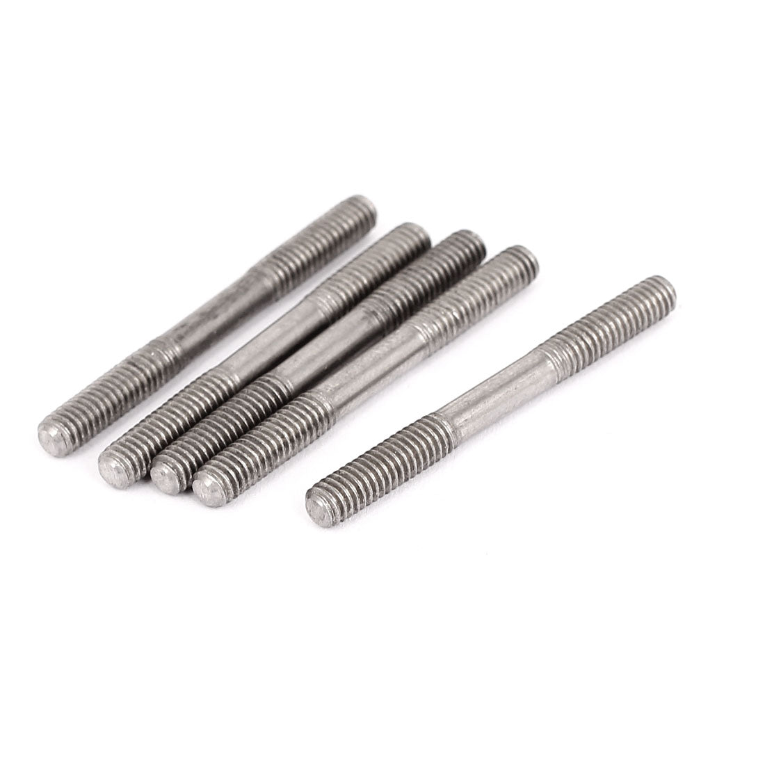 Harfington M4x40mm Stainless Steel Double End Threaded Stud Screw Bolt Silver Tone 5Pcs