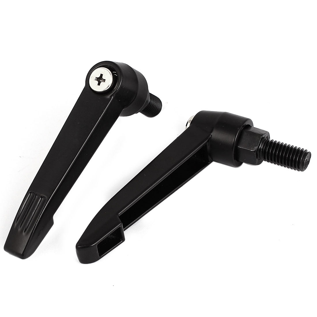 Harfington M10x20mm Male Thread 80mm Lever Length Metal Adjustable Clamp Handle 2Pcs Black