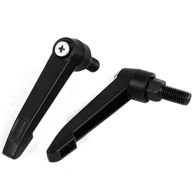 Harfington M10x20mm Male Thread 80mm Lever Length Metal Adjustable Clamp Handle 2Pcs Black