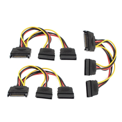 Harfington 15 Pin SATA Male to Dual 15 Pin SATA Splitter Female Power Cable 3 Pcs