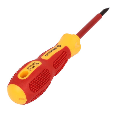 Harfington 5mmx75mm Shaft 5mm Magnetic Tip Rubber Coated Grip Slotted Flat Head Screwdriver