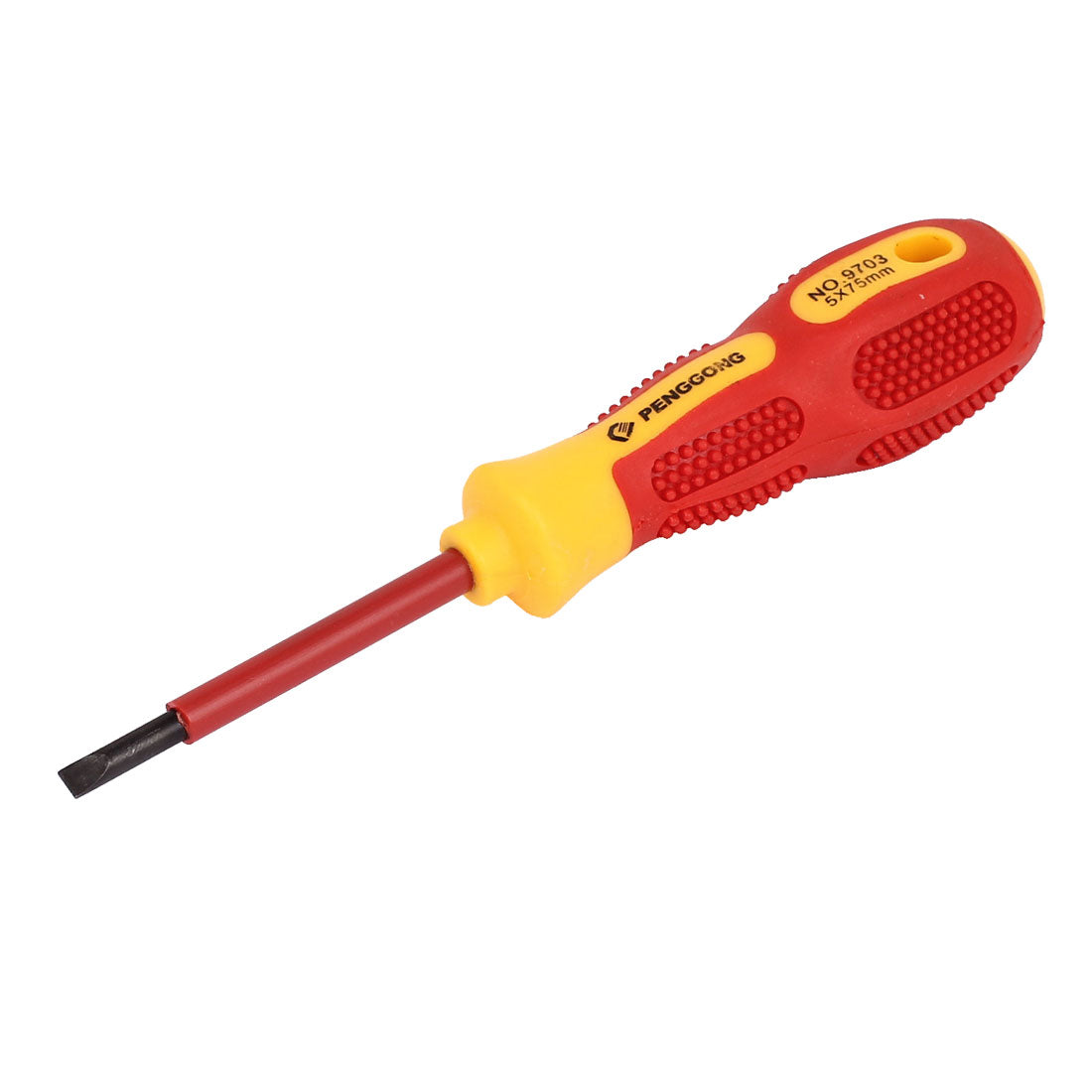 Harfington 5mmx75mm Shaft 5mm Magnetic Tip Rubber Coated Grip Slotted Flat Head Screwdriver