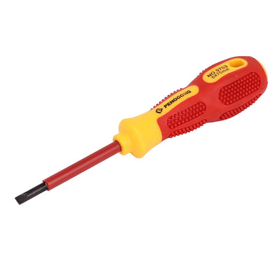 Harfington 5mmx75mm Shaft 5mm Magnetic Tip Rubber Coated Grip Slotted Flat Head Screwdriver