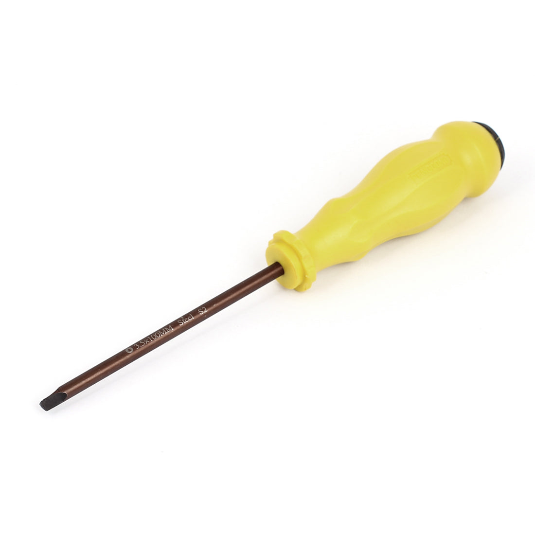 Harfington 100mmx3.5mm Plastic Grip S2 Steel Magnetic Triangle Screwdriver Yellow