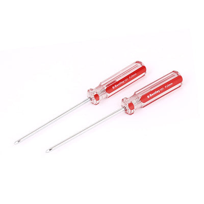Harfington 3mmx75mm Shaft 3mm Magnetic Tip Plastic Handle Phillips Screwdriver 2pcs