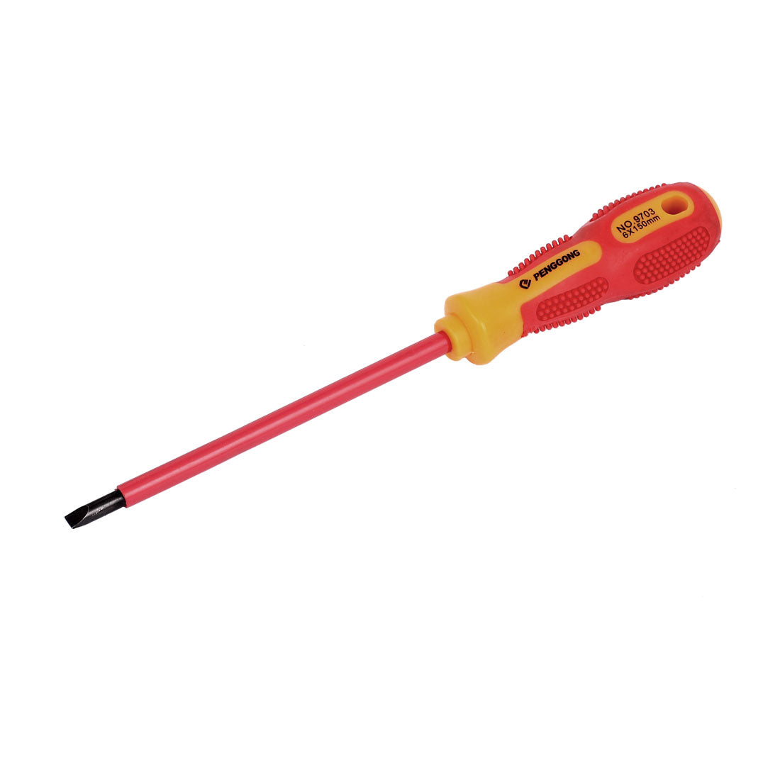 Harfington 6mmx150mm Shaft 6mm Magnetic Tip Rubber Coated Grip Slotted Flat Head Screwdriver