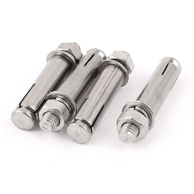 Harfington M8x60mm Stainless Steel Hex Nut Sleeve Anchor Expansion Bolts Fasteners 4 Pcs