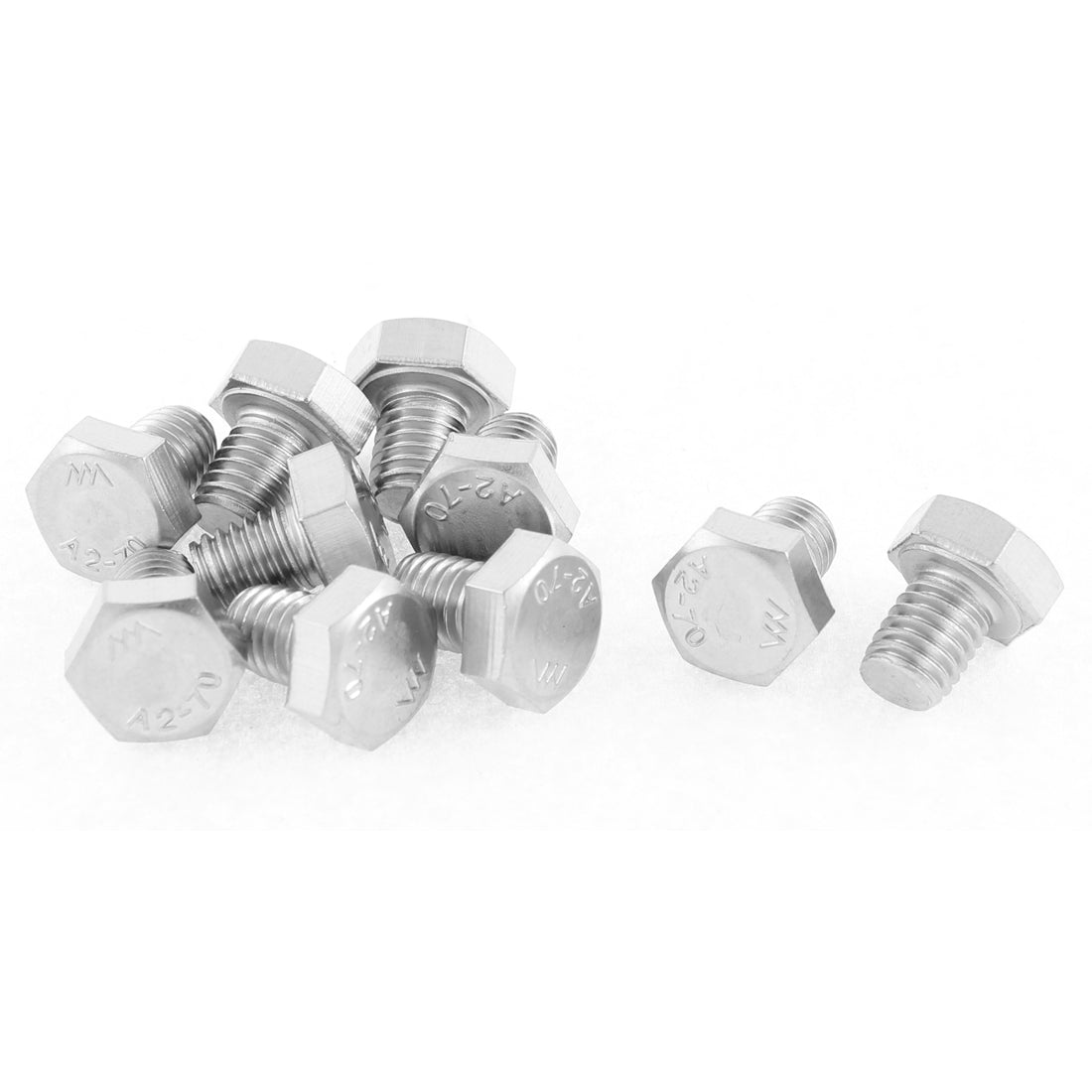Harfington M8 x 10mm Metric 304 Stainless Steel Fully Threaded Hex Head Screw Bolt 10 Pcs