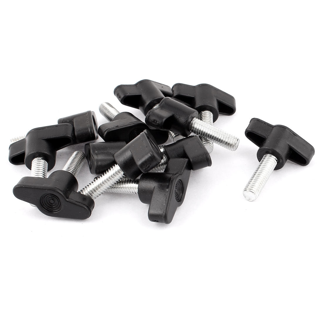Harfington 12pcs 8mm x 25mm Male Thread Plastic T Handle Screw On Type Clamping Knob