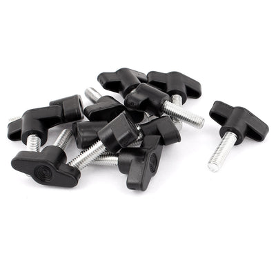 Harfington 12pcs 8mm x 25mm Male Thread Plastic T Handle Screw On Type Clamping Knob