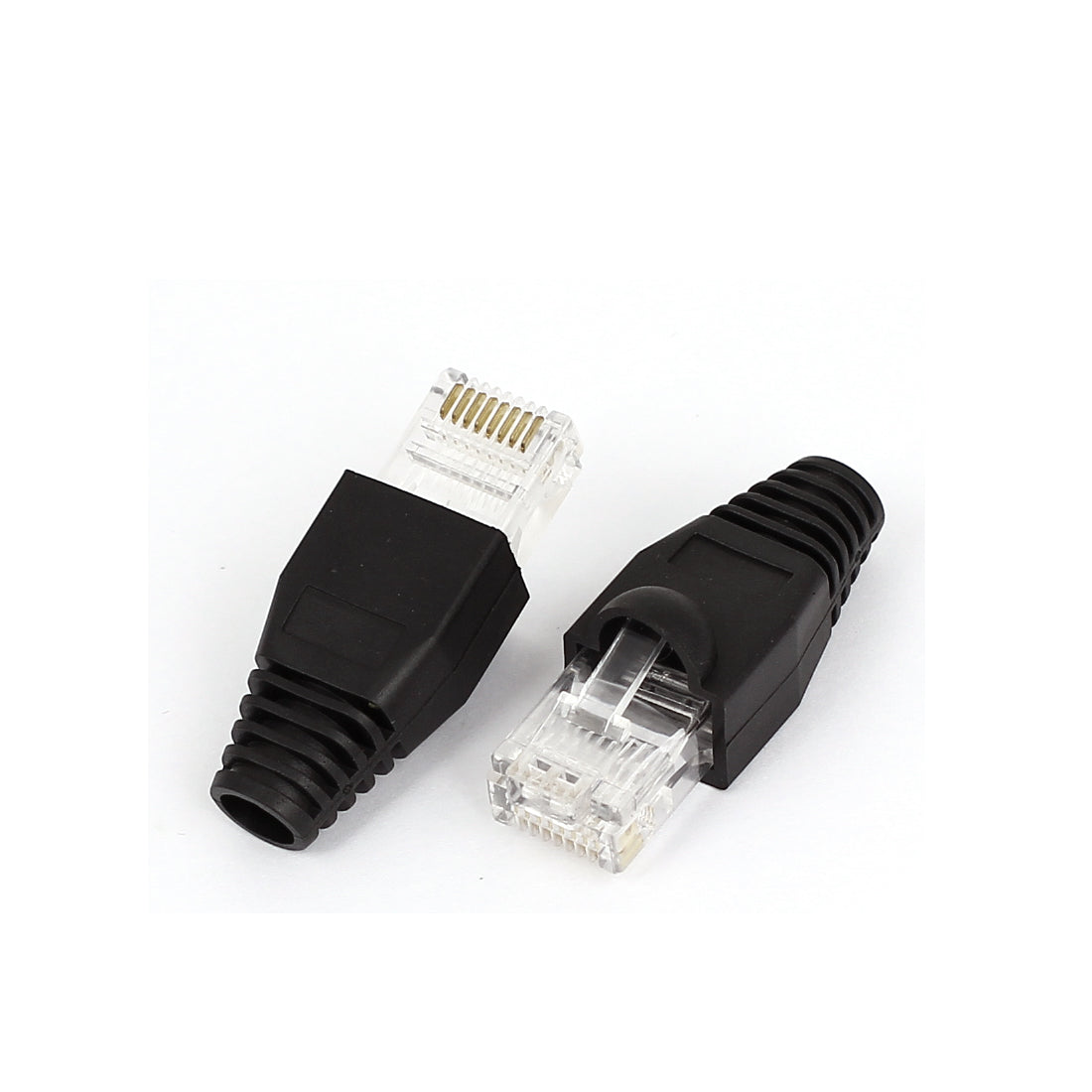 Harfington 30 Pcs 8P8C RJ45 Head Shielded Modular End Wire Adapter Connectors w Boots Cover Black