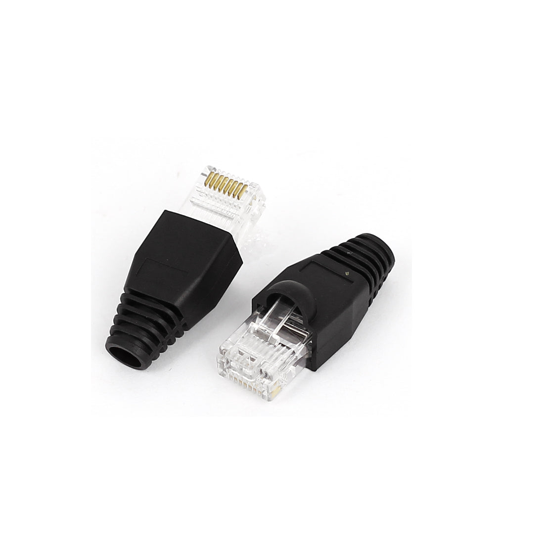 Harfington 20 Pcs Shielded 8P8C RJ45 End Network Ethernet Wire Adapter Connectors w Boots Cover Black