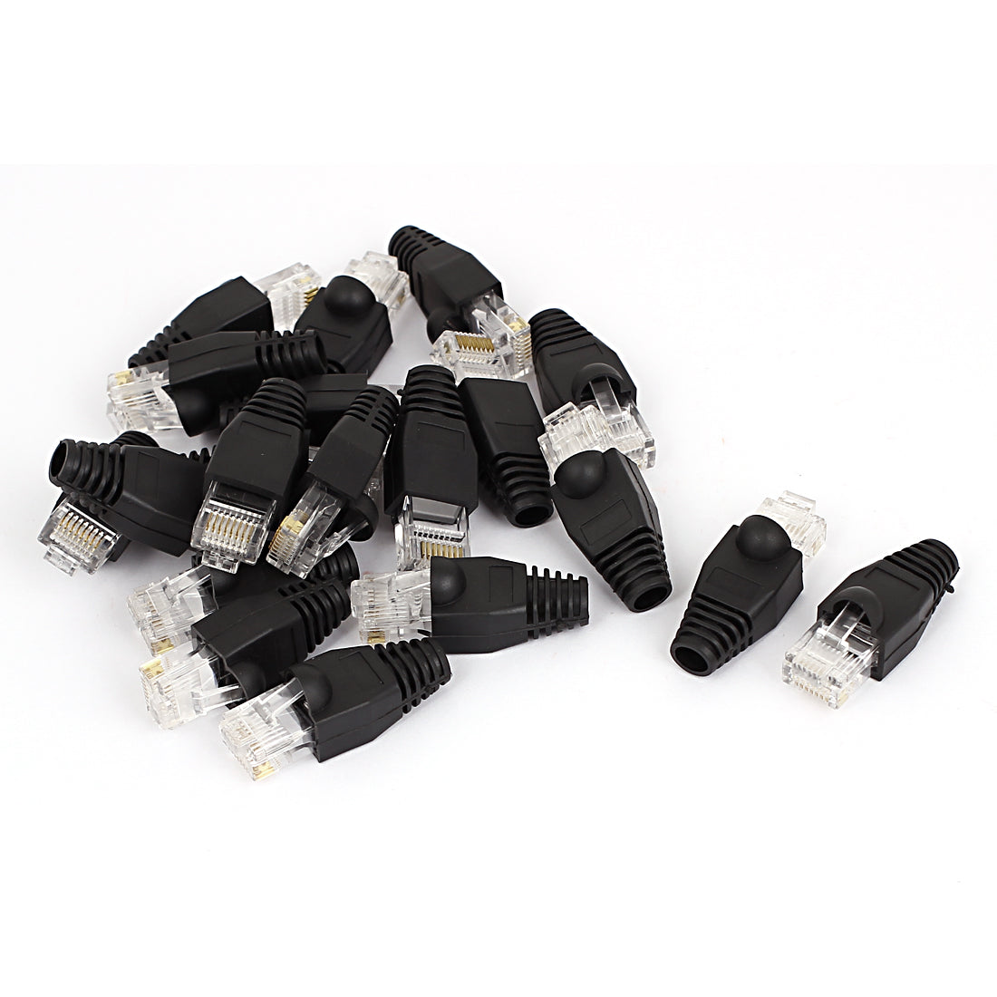 Harfington 20 Pcs Shielded 8P8C RJ45 End Network Ethernet Wire Adapter Connectors w Boots Cover Black