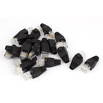 Harfington 20 Pcs Shielded 8P8C RJ45 End Network Ethernet Wire Adapter Connectors w Boots Cover Black