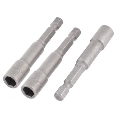 Harfington 3 Pcs 1/4" 6mm Hexagon Shank 7mm Hex Spanner Nut Driver Socket 65mm Long