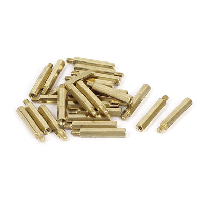 Harfington M4x30+6mm Female/Male Thread Brass Hex Standoff Pillar Spacer Coupler Nut 25pcs