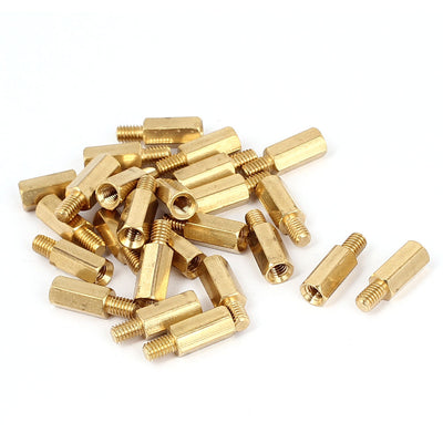 Harfington M4x12+6mm Female/Male Thread Brass Hex Standoff Pillar Spacer Coupler Nut 25pcs