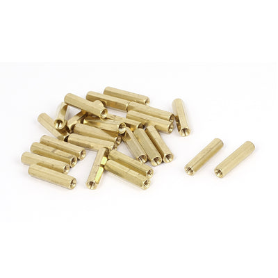 Harfington M4 x 25mm Female Thread Brass Hex Standoff Pillar Rod Spacer Coupler Nut 25pcs