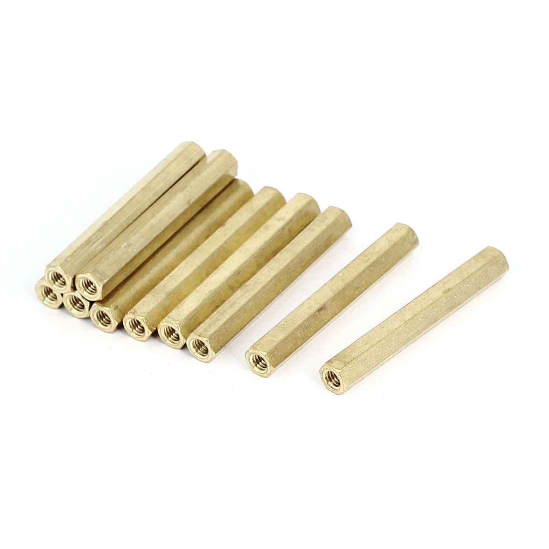 Harfington M4 x 45mm Female Thread Brass Hex Standoff Pillar Rod Spacer Coupler Nut 10pcs